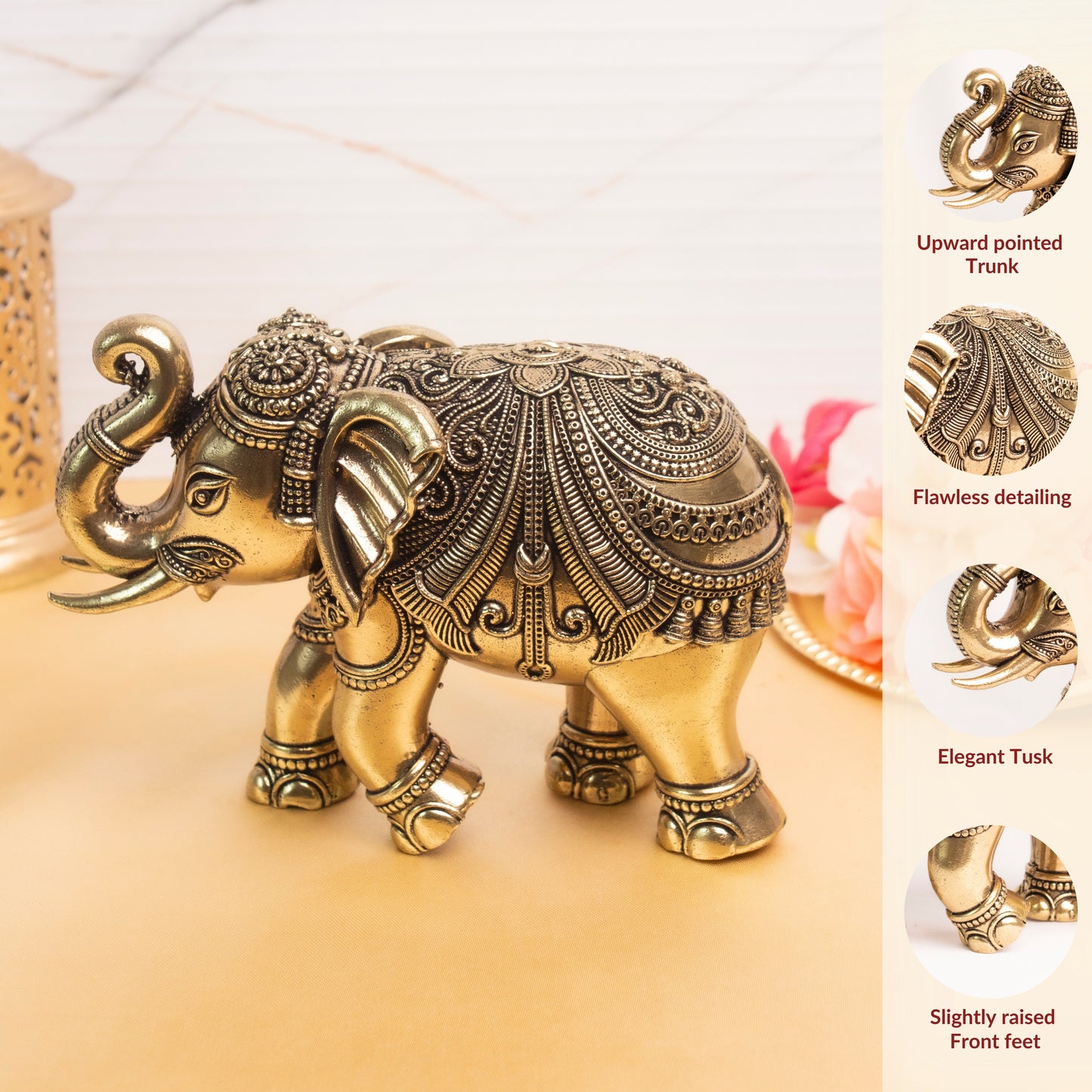 TrunkUp Elephant Brass Murti With Gift Box