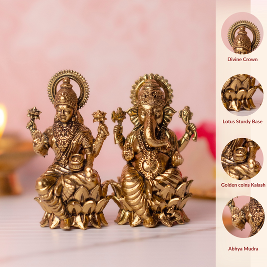 Shri Lakshmi Vinayaka Brass Murti - PAIR