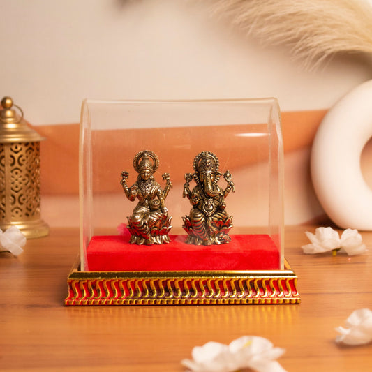 Shri Lakshmi Vinayaka Brass Murti - PAIR With Gift Box