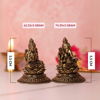 Goddess Lakshmi Lord Ganesha Brass Murti With Gift Box
