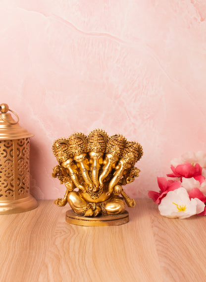 Panchmukhi Lord Ganesha Brass Murti