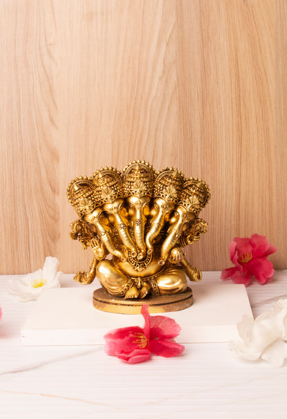 Panchmukhi Lord Ganesha Brass Murti